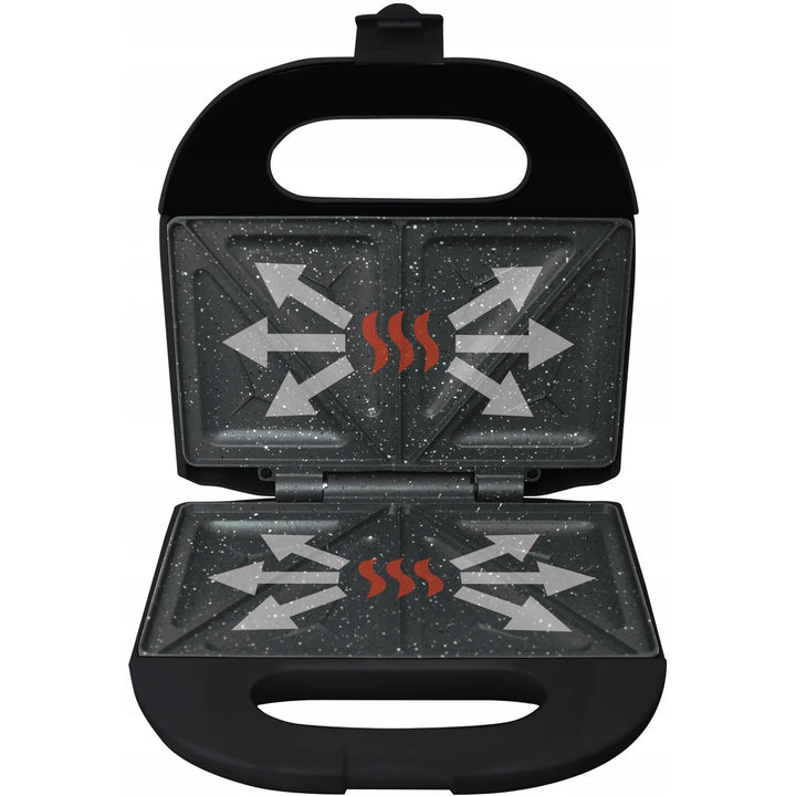 Eldom szendvicssütő, tapadásmentes kerámia bevonat, gyors fűtés, 750 W teljesítmény, azonnali tisztítás, LED jelzőfény, csúszásgátló talpak, ST11G