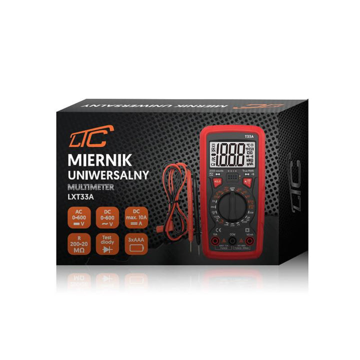 LTC univerzális mérőműszer, zseblámpa funkció, dióda teszt funkció, AC/DC 0-600 V, mágneses tartó, LXT33A