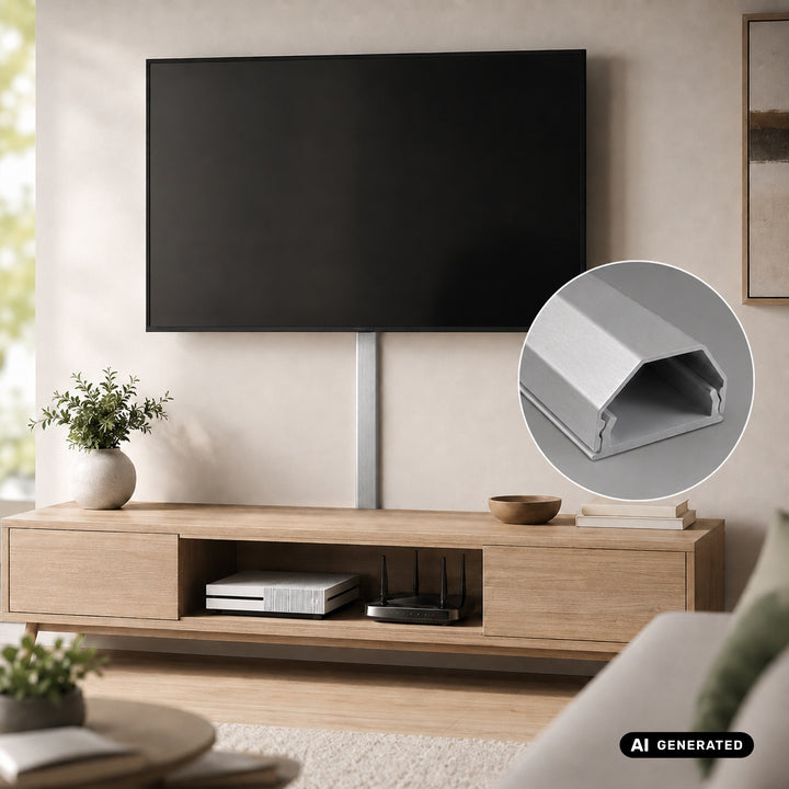 Maclean alumínium kábelelrejtő léc, 33x18x750 mm, ezüst színű, MCTV-897 S