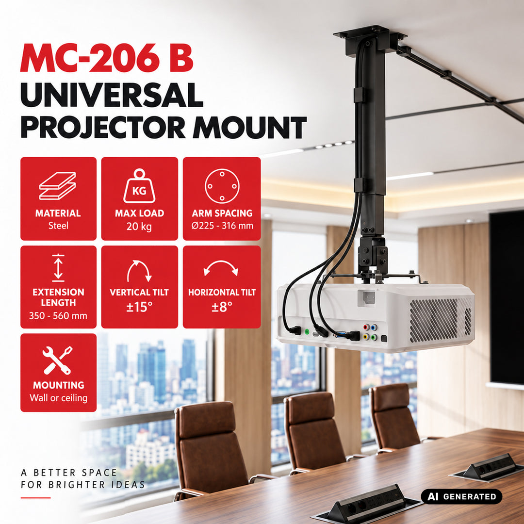 Maclean univerzális projektortartó / akasztó, fekete, 20 kg-ig, MC-206 B