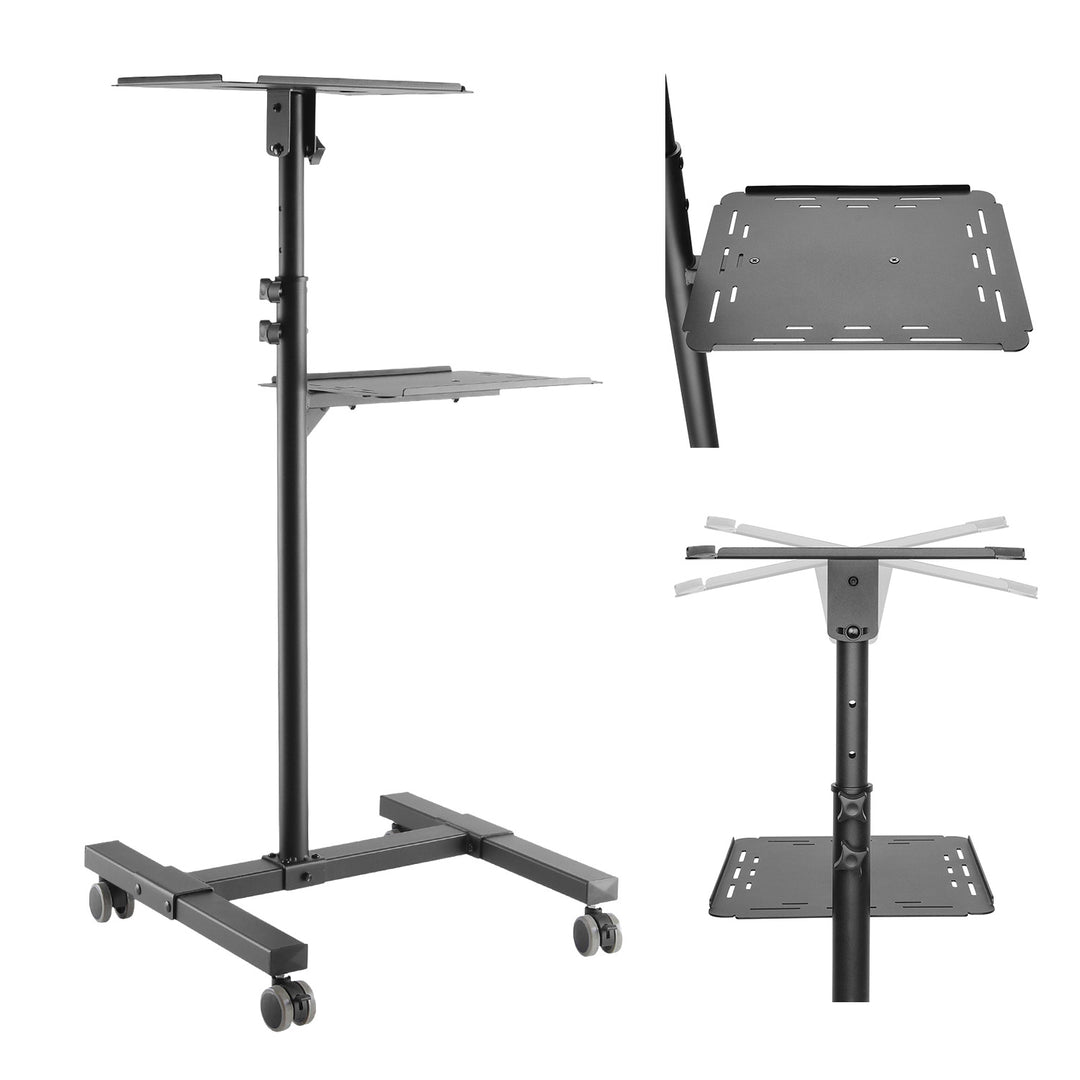Maclean állítható, acélból készült, hordozható projektor-/laptop-asztal, max. 10 kg, MC-207