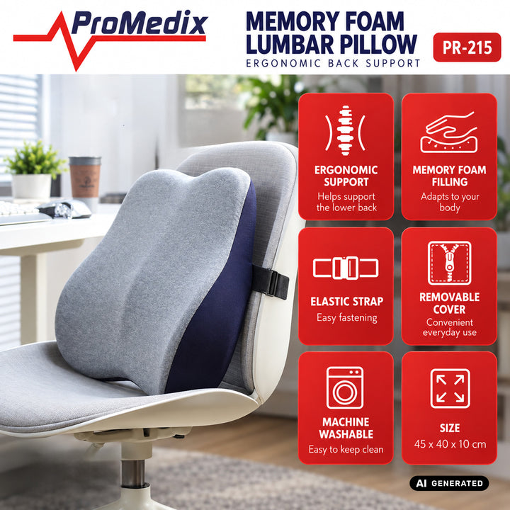 Promedix alakmemória habból készült derékpárna, 45x40x10 cm, PR-215