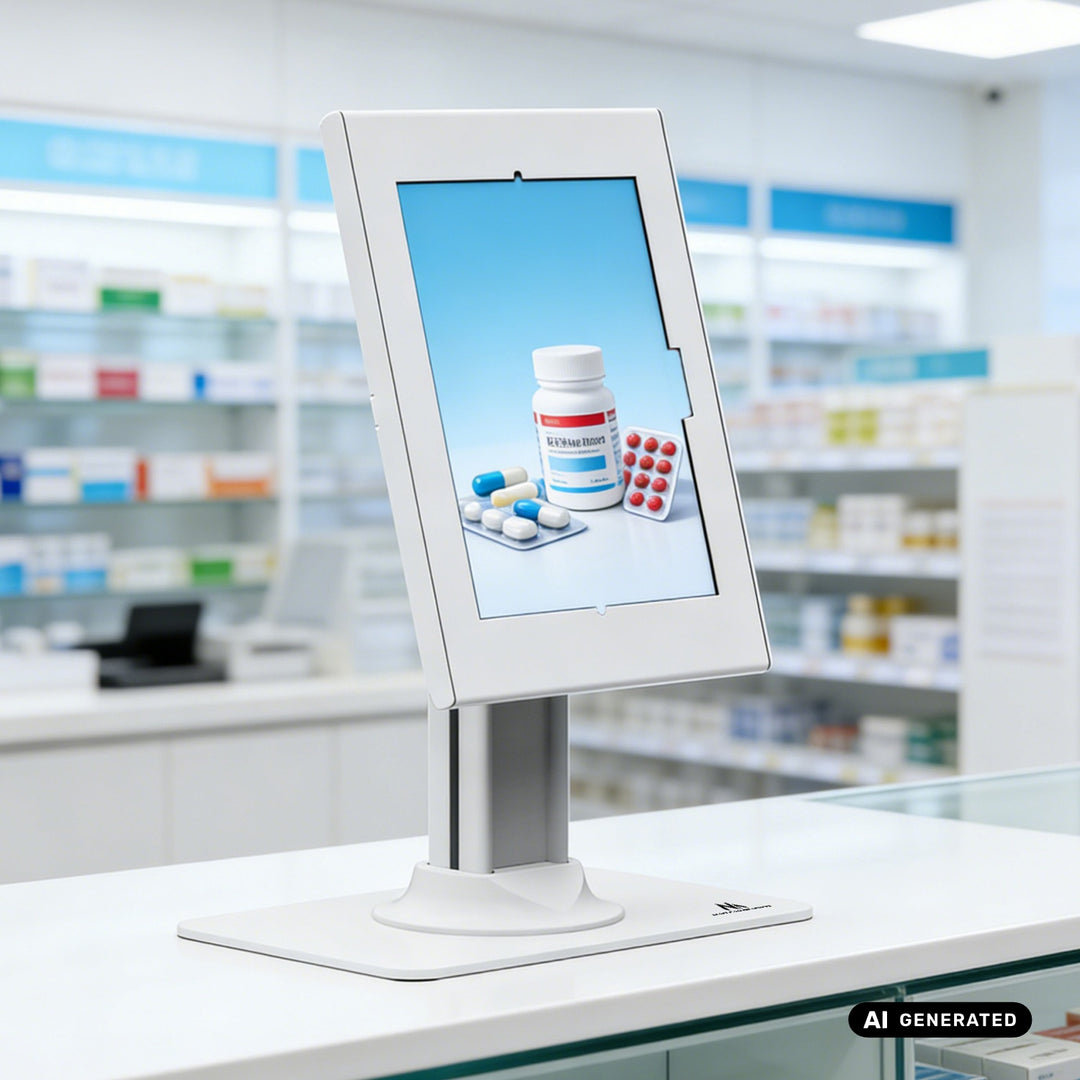 Maclean tablet-tartó reklámcélra, reteszeléssel, 10,9–11 hüvelyk, iPad Air/Pro, Samsung Tab A és S sorozat, 220×323×22 mm, MC-959 W