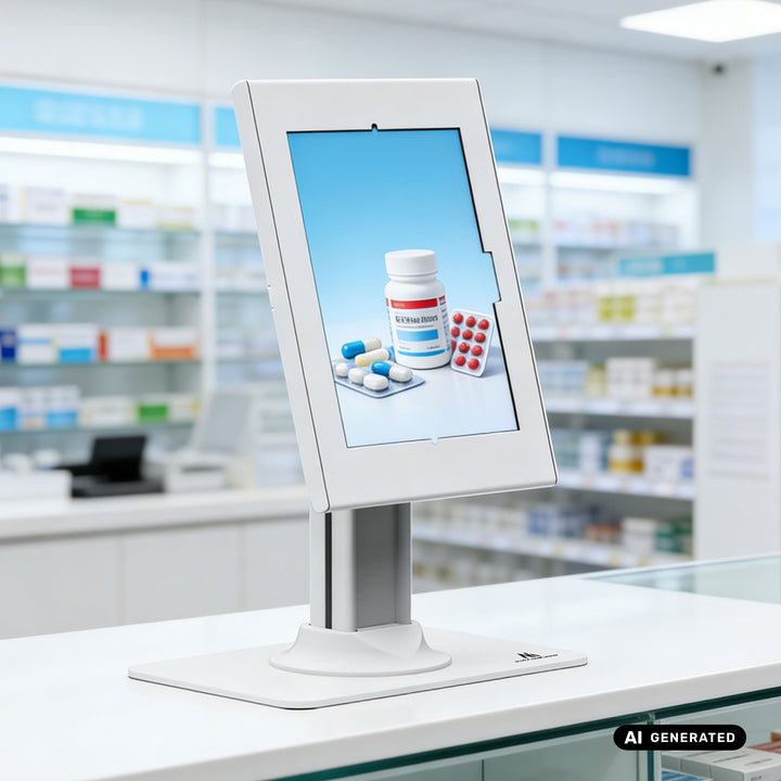 Maclean tablet-tartó reklámcélra, reteszeléssel, 10,9–11 hüvelyk, iPad Air/Pro, Samsung Tab A és S sorozat, 220×323×22 mm, MC-959 W