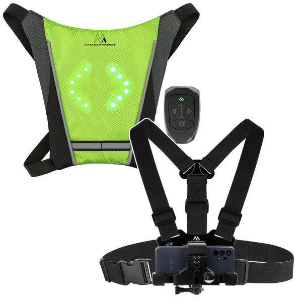 Hátizsák LED jelzőfénnyel, távirányítóval, vízálló: távirányító IPx5, hátizsák IPX2 + sport vállpántok Maclean MC-445 mobiltelefonhoz