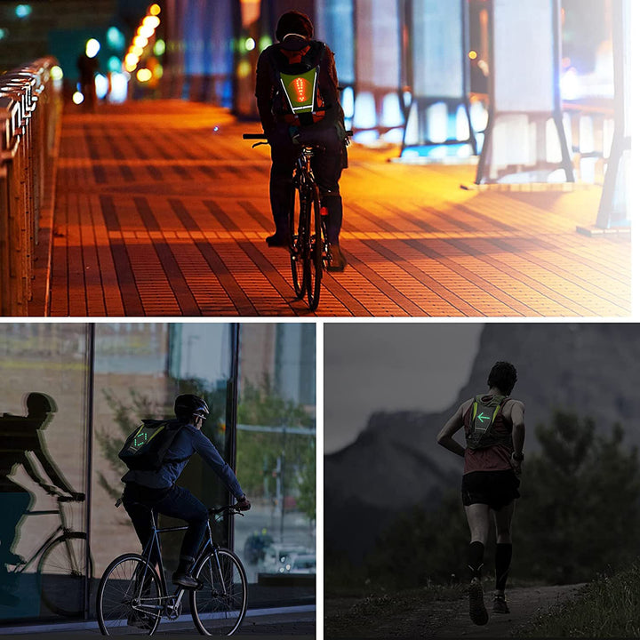 Hátizsák LED jelzőfénnyel, távirányítóval, vízállóság: távirányító IPx5, hátizsák IPX2 + univerzális sport vállpántok, telefonhoz, fényképezőgéphez, GoPro kamerákhoz és más eszközökhöz, forgatható fogantyú, MC-294