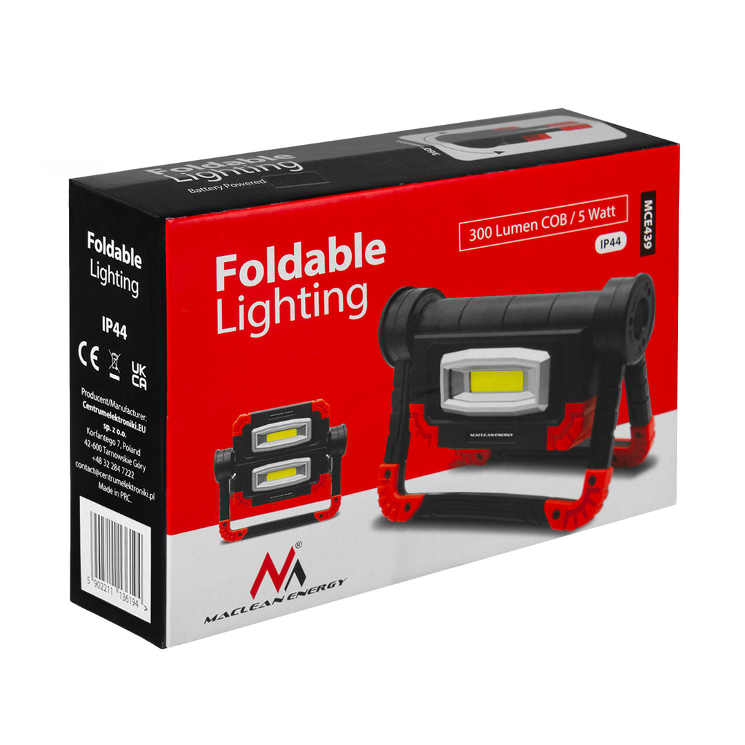 Maclean COB LED munkalámpa, 300 lm, 3 világítási mód, színhőmérséklet 6500K, MCE439 2 darab + 8x Varta Industrial AA elem
