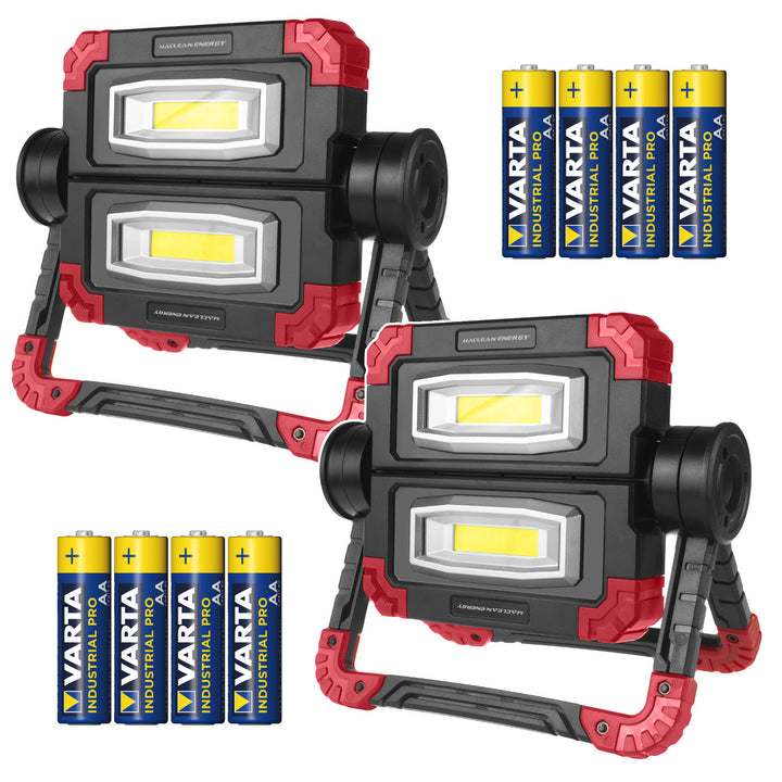 Maclean COB LED munkalámpa, 300 lm, 3 világítási mód, színhőmérséklet 6500K, MCE439 2 darab + 8x Varta Industrial AA elem