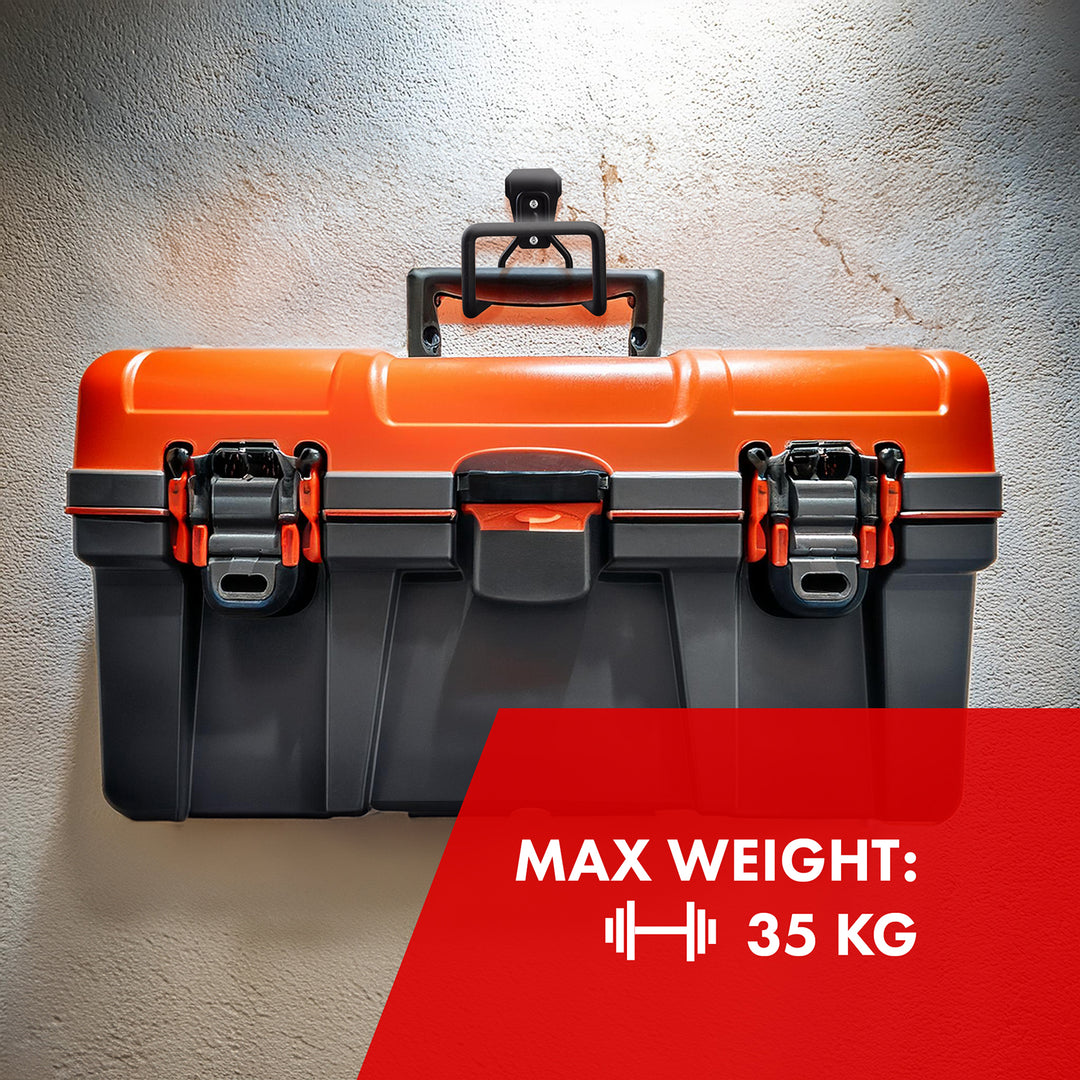 Maclean fali tartó garázsba, gumiabroncsokhoz, kerti szerszámokhoz, létrához, tömlőkhöz, kerékpárokhoz, acélból, max. terhelhetőség 35 kg, MC-441, 3 darab