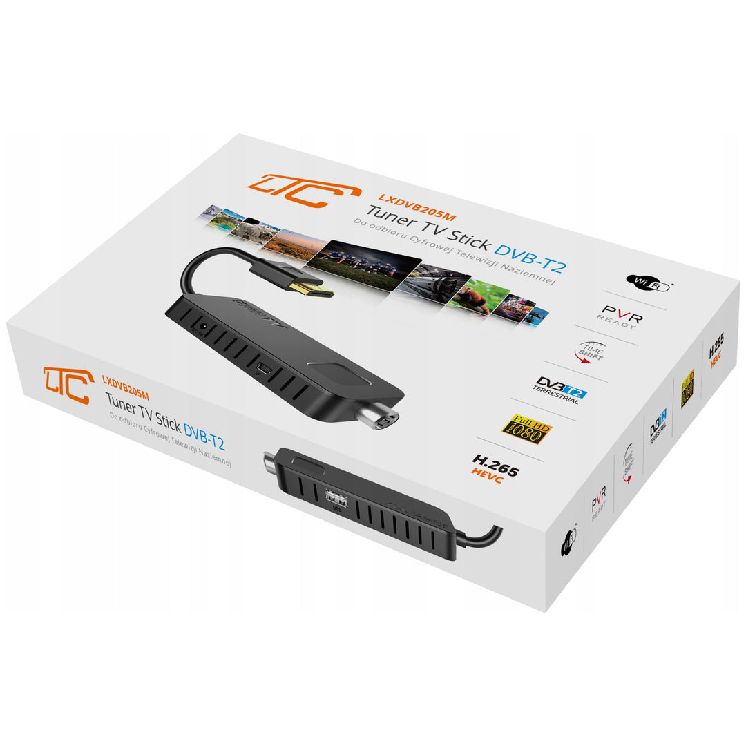LTC DVB-T2 TV-tuner, földfelszíni TV-hez, Full HD 1080 felbontás, TIMESHIFT funkció, LXDVB213M