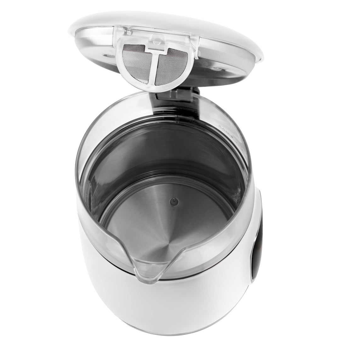 1,7 l-es üveg elektromos vízforraló hőmérséklet-szabályozóval, LED-es kijelzővel, 40–100 °C, Adler AD 1305 WS fehér