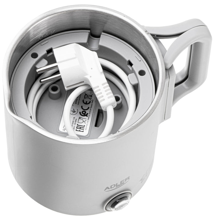 Adler elektromos vízforraló, utazó vízforraló, dupla falú, 0,8 l űrtartalom, max. teljesítmény 650 W, szürke, AD 1388