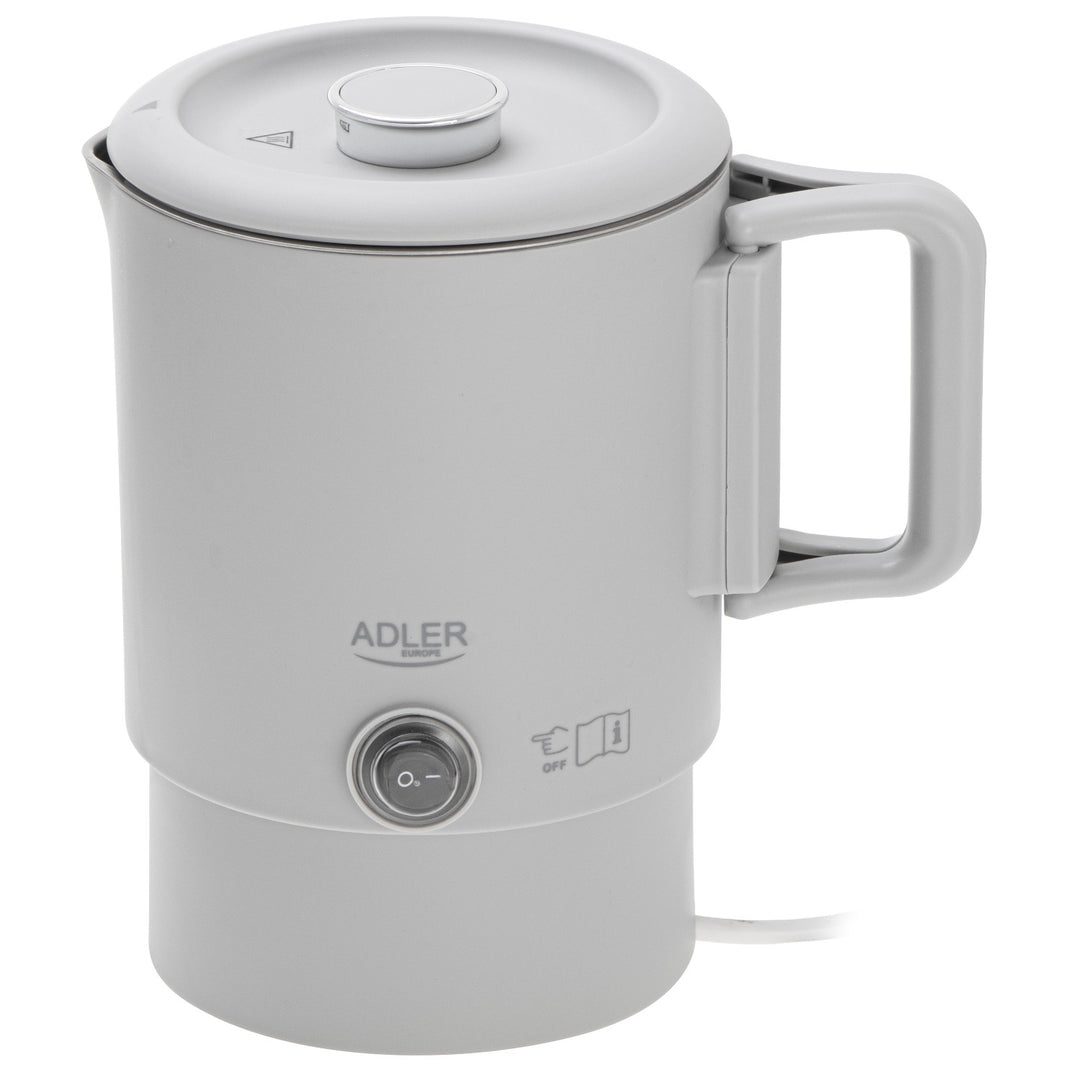 Adler elektromos vízforraló, utazó vízforraló, dupla falú, 0,8 l űrtartalom, max. teljesítmény 650 W, szürke, AD 1388