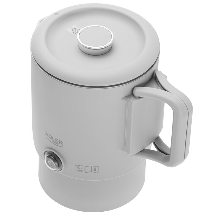 Adler elektromos vízforraló, utazó vízforraló, dupla falú, 0,8 l űrtartalom, max. teljesítmény 650 W, szürke, AD 1388
