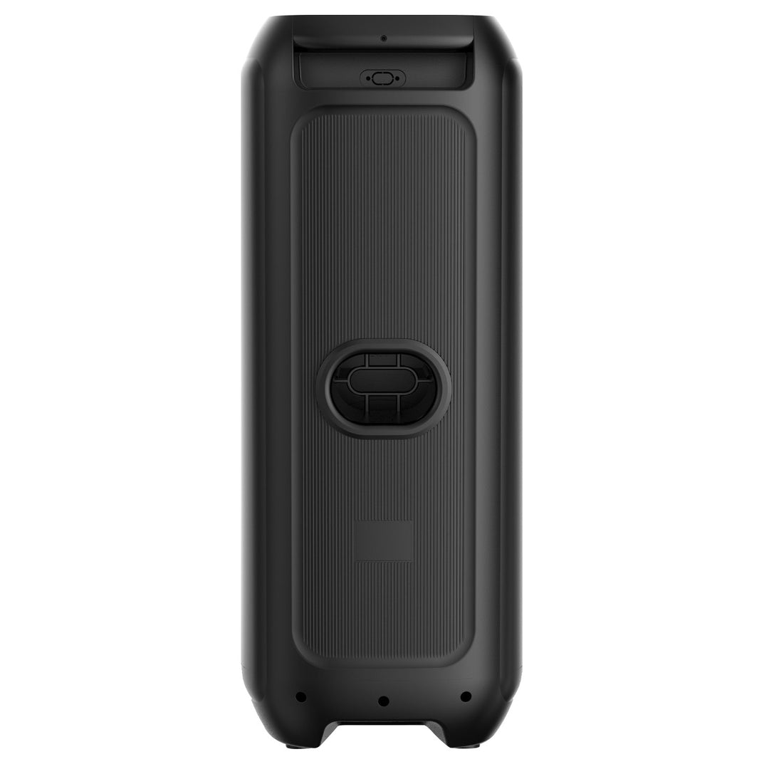 Nagy Bluetooth hangszóró, 120 W RMS/1400 W PMPO, két 8 hüvelykes hangszóró, hangszínszabályzó, karaoke funkció, MP3/microSD kártyák, USB, AUX, BT 5.3+EDR, kijelző, LED, beépített akkumulátor, távirányító, MT3185