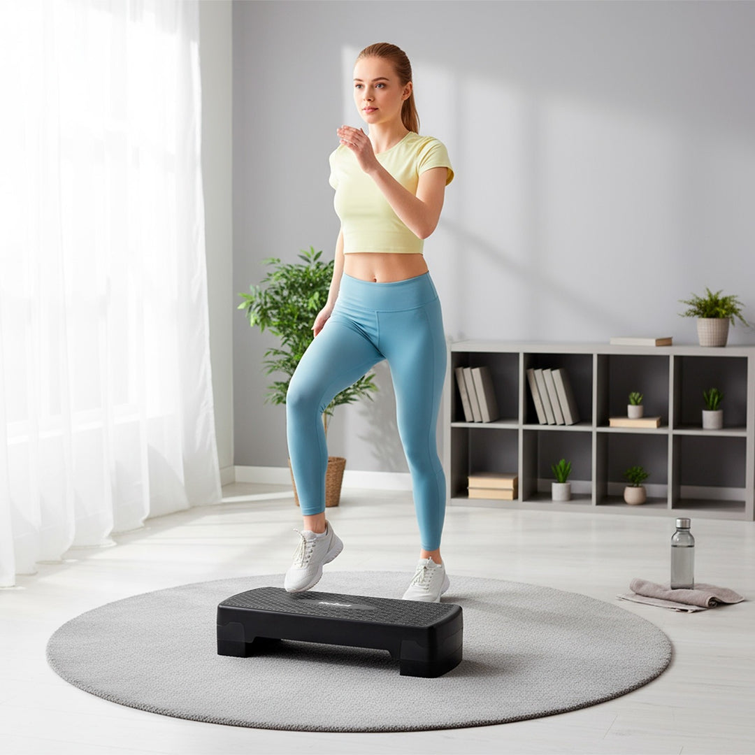 Rebel Active aerobik és fitnesz lépcső, 3 lépcső, 68 cm, fekete, RBA-3227-BK