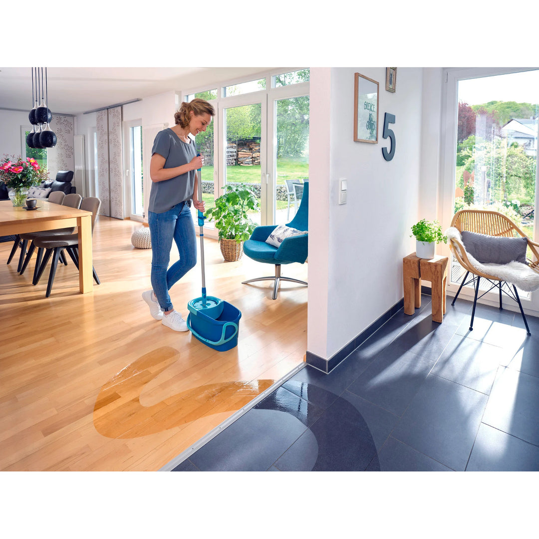 Leifheit Clean Twist szett, forgó felmosó és vödör, állítható nyélhossz, a vödör űrtartalma 6 l, Micro duo felmosófej, 52101