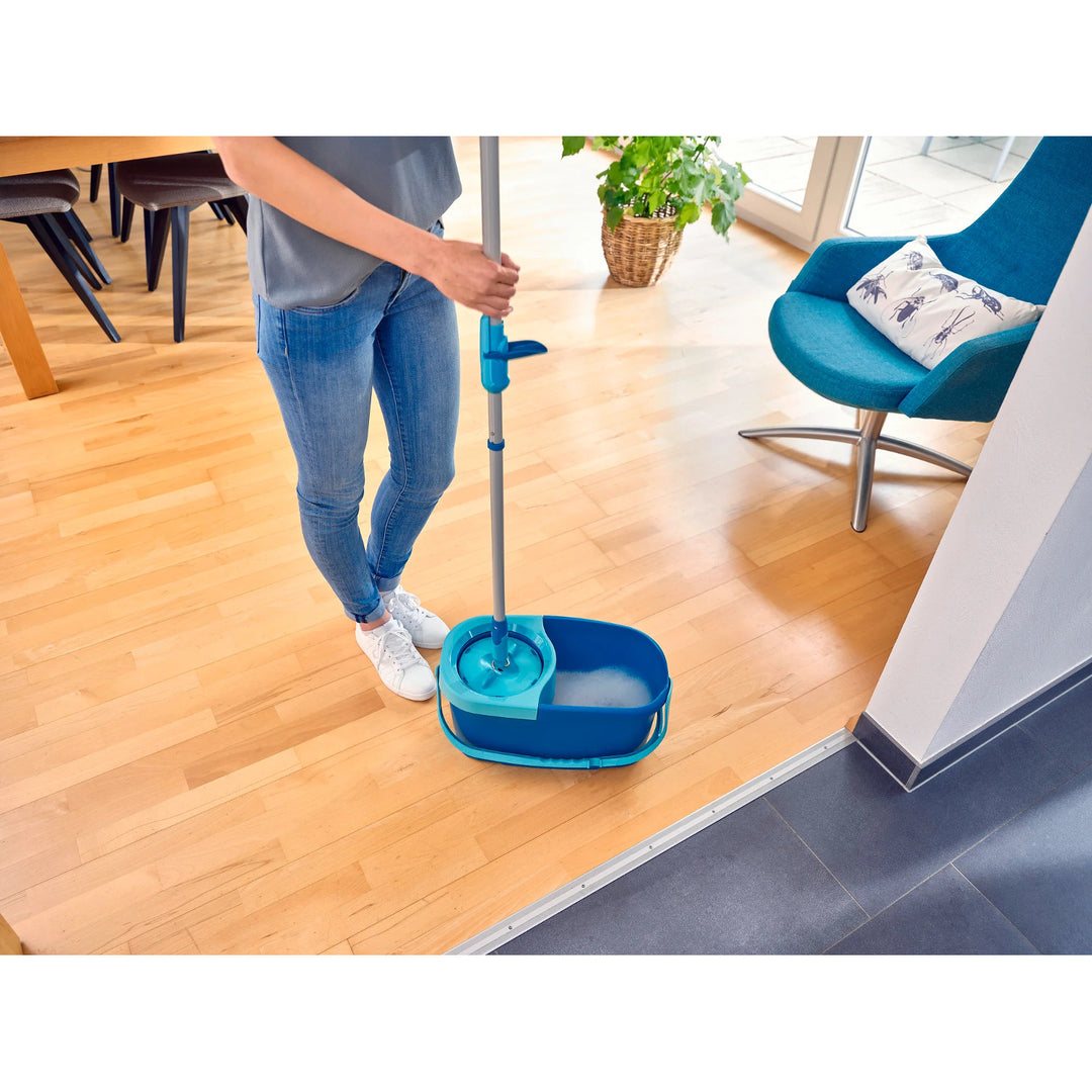 Leifheit Clean Twist szett, forgó felmosó és vödör, állítható nyélhossz, a vödör űrtartalma 6 l, Micro duo felmosófej, 52101