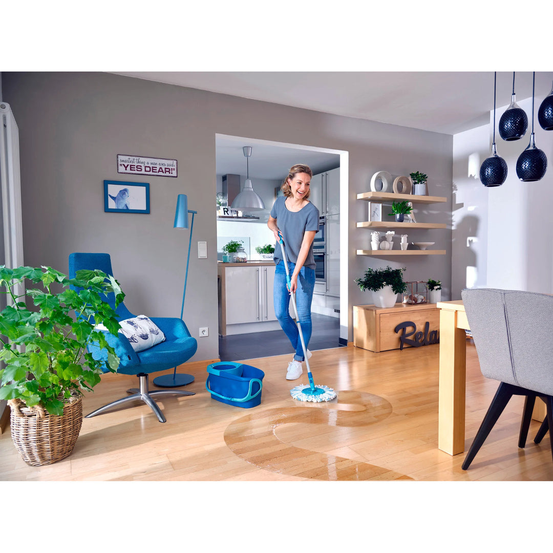Leifheit Clean Twist szett, forgó felmosó és vödör, állítható nyélhossz, a vödör űrtartalma 6 l, Micro duo felmosófej, 52101