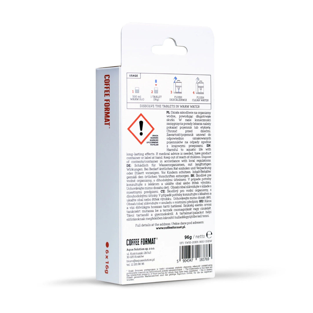 Kávéfőző gépekhez való vízkőmentesítő tabletták, Coffee Format Descaler Tab+ 6x16g