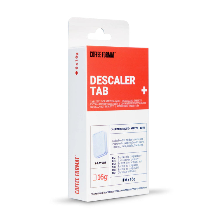 Kávéfőző gépekhez való vízkőmentesítő tabletták, Coffee Format Descaler Tab+ 6x16g