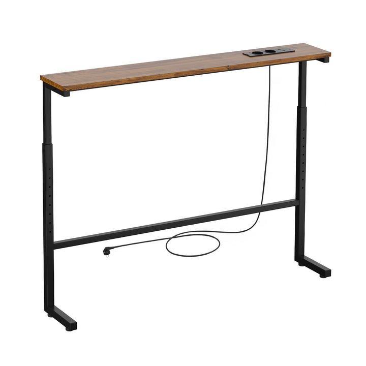 Maclean konzol / asztal töltőcsatlakozóval, fekete, rusztikus asztallappal, magasságállítható 62–83 cm, max. 25 kg, 2,5 m-es kábel, MC-140 B