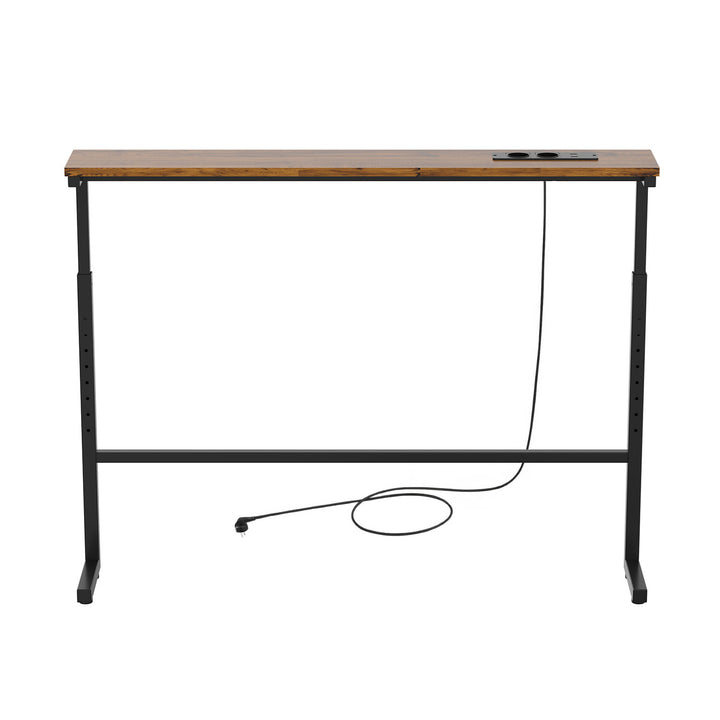 Maclean konzol / asztal töltőcsatlakozóval, fekete, rusztikus asztallappal, magasságállítható 62–83 cm, max. 25 kg, 2,5 m-es kábel, MC-140 B