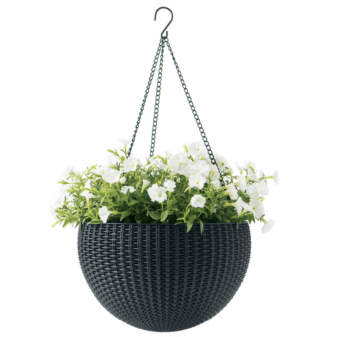 Keter Sphere Planter függő virágcserép, antracit színű, 3 darab
