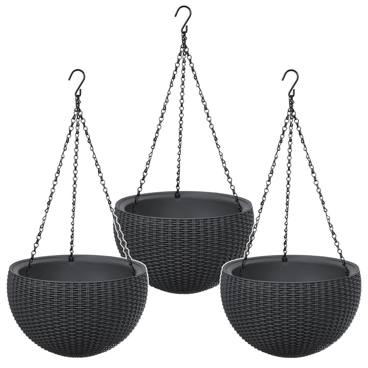 Keter Sphere Planter függő virágcserép, antracit színű, 3 darab