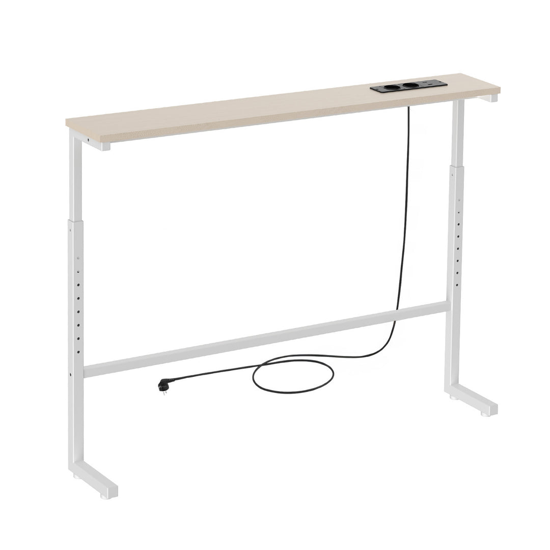 Maclean konzol / asztal töltőcsatlakozóval, fehér, világos asztallappal, magasságállítható 62–83 cm, max. 25 kg, 2,5 m-es kábel, MC-140 W