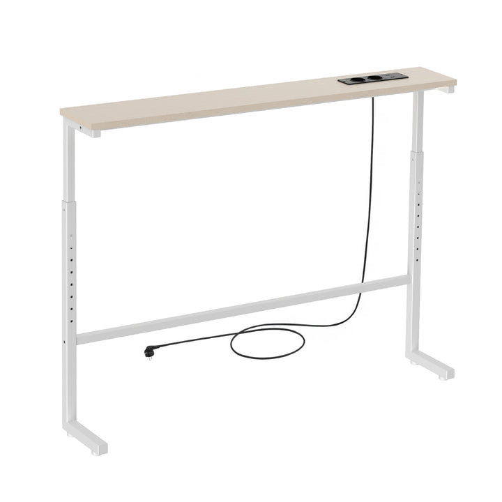Maclean konzol / asztal töltőcsatlakozóval, fehér, világos asztallappal, magasságállítható 62–83 cm, max. 25 kg, 2,5 m-es kábel, MC-140 W