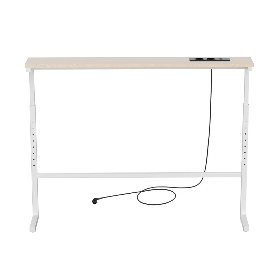 Maclean konzol / asztal töltőcsatlakozóval, fehér, világos asztallappal, magasságállítható 62–83 cm, max. 25 kg, 2,5 m-es kábel, MC-140 W