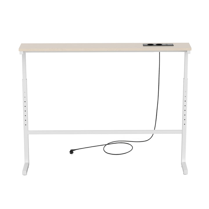 Maclean konzol / asztal töltőcsatlakozóval, fehér, világos asztallappal, magasságállítható 62–83 cm, max. 25 kg, 2,5 m-es kábel, MC-140 W