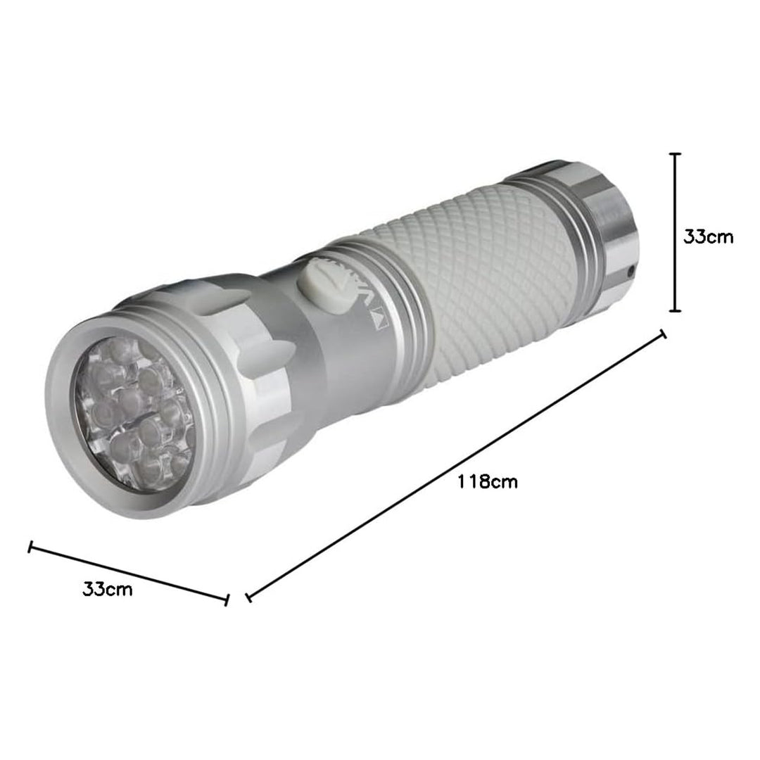 15638-as típusú alumínium UV LED kézi zseblámpa, UV hullámhossz: 395–400 nm, Multi LED technológia + Varta elemek a csomagban