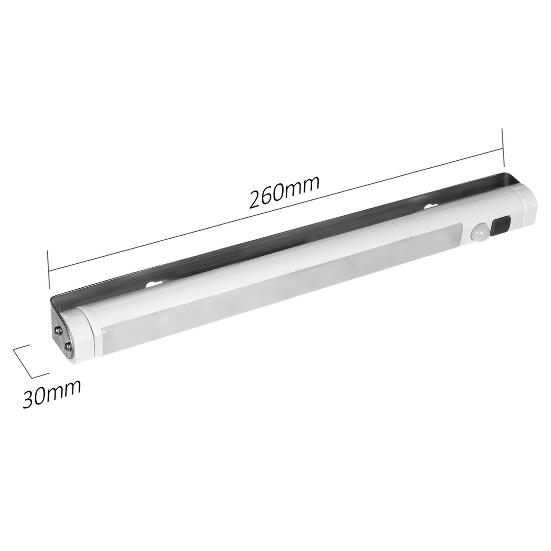 2 db Maclean LED konyhai lámpa, szekrény alá szerelhető, 9 SMD-vel, elemes, PIR-érzékelős be-/kikapcsolóval, MCE166 + 6 db R-06/AA/LR06 1,5 V-os VARTA Longlife Power elem