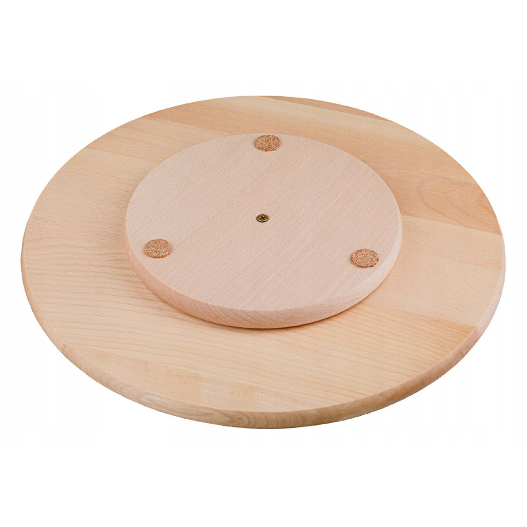 Practic forgó tálca, harapnivalók és pizza tálalásához, bükkfa, átmérő 40 cm, 20090700
