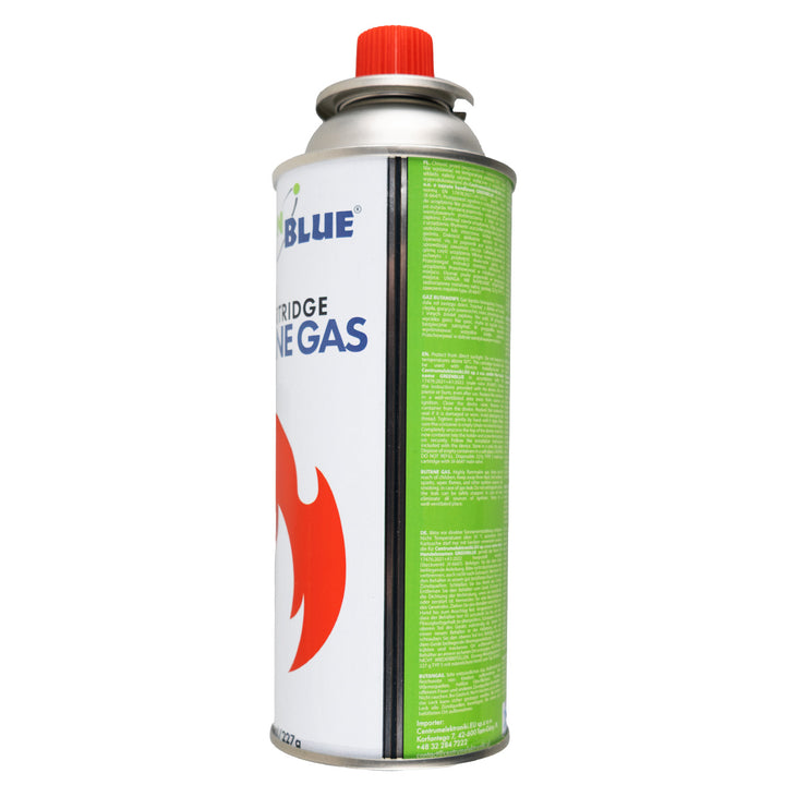 20 db 227 g-os GreenBlue gázpatron. Tanúsítvány: Pi 0875, megfelel az EN417 szabványnak, bután, működési hőmérséklet-tartomány: -10 °C és +40 °C között, GB227