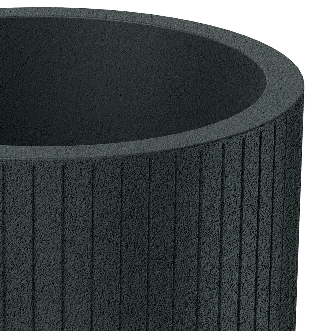Ethick Coro Round virágcserép, átmérő 40 cm, magasság 36 cm, matt felület, időjárásálló, vízelvezető nyílás, sötét grafit szín, TCR40-109GR