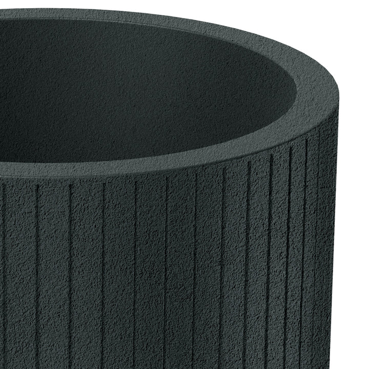 Ethick Coro Round virágcserép, átmérő 40 cm, magasság 36 cm, matt felület, időjárásálló, vízelvezető nyílás, sötét grafit szín, TCR40-109GR