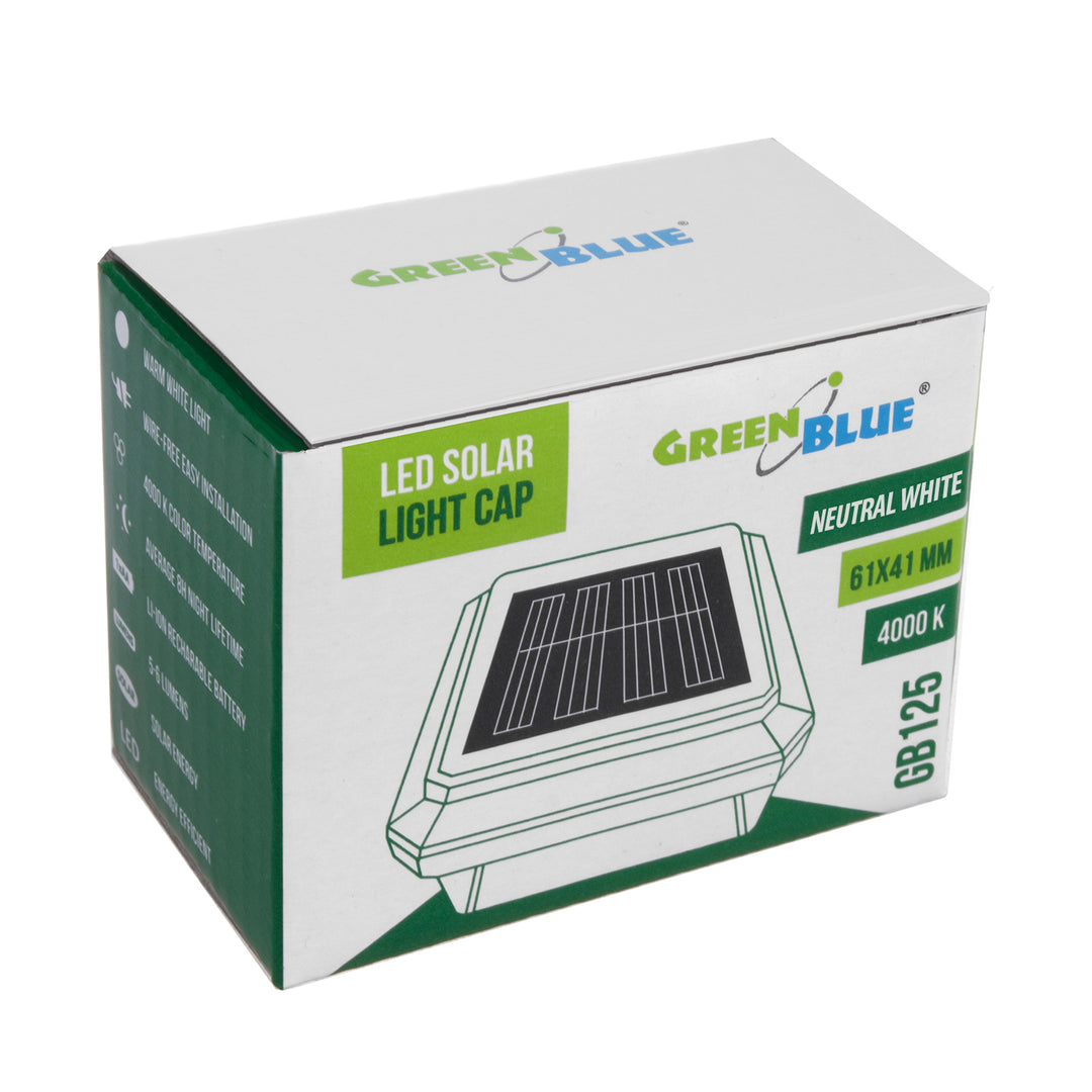 GreenBlue LED-es napelemes oszloplámpa, 60x40 mm, boríték alakú tető, GB125, 2 db