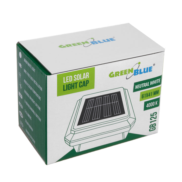 GreenBlue LED-es napelemes oszloplámpa, 60x40 mm, boríték alakú tető, GB125, 2 db