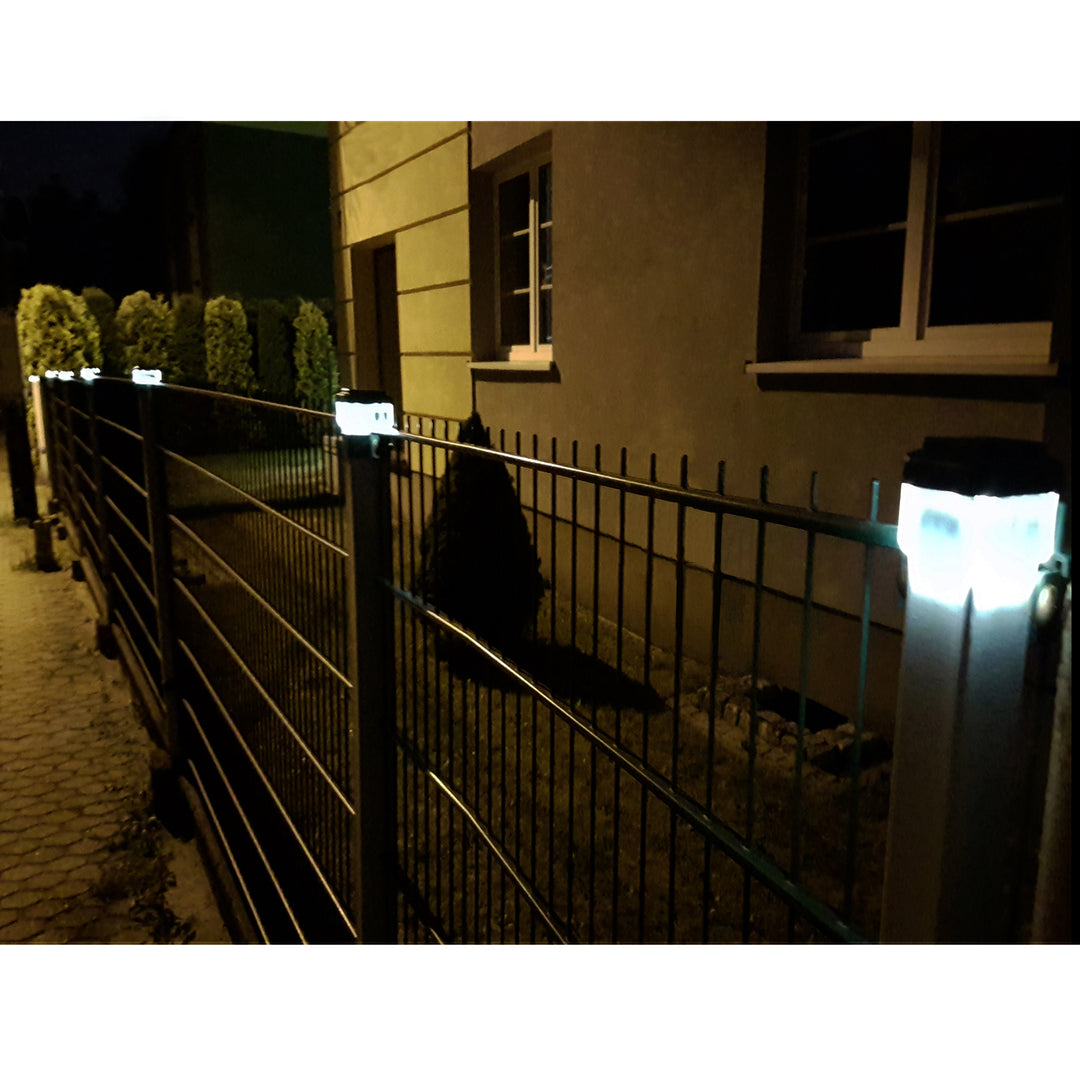 GreenBlue LED-es napelemes oszloplámpa, 60x60 mm, boríték alakú tető, GB126, 2 db