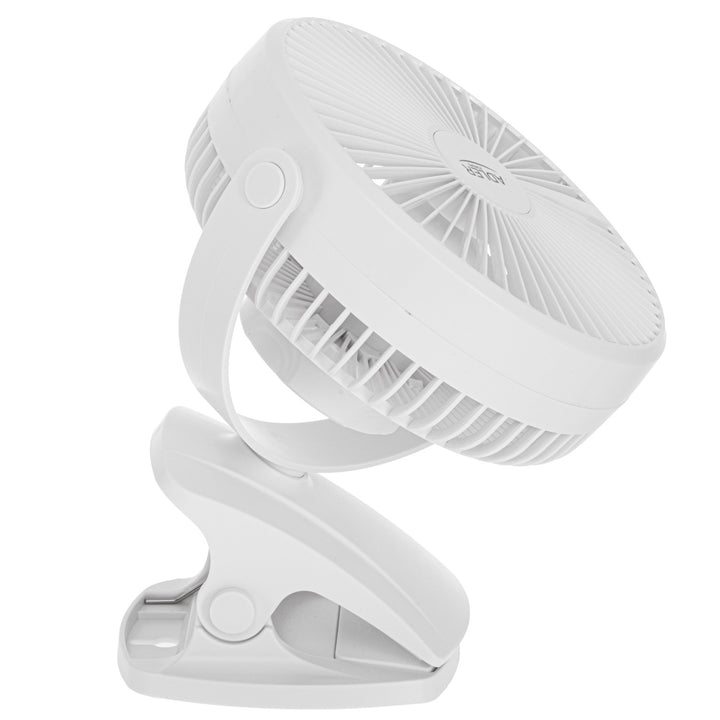 Asztali ventilátor klipszes rögzítéssel, akkumulátoros, 15,5 cm, 360°-ban forgatható, USB-C, Adler