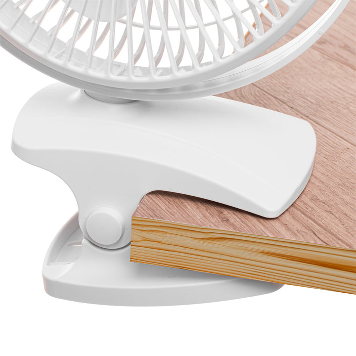 Asztali ventilátor klipszes rögzítéssel, akkumulátoros, 15,5 cm, 360°-ban forgatható, USB-C, Adler