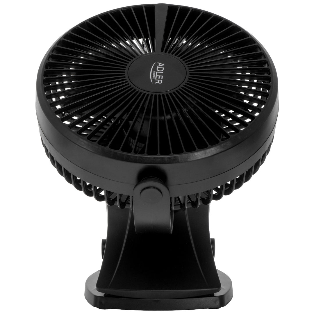 Asztali ventilátor klipszes rögzítéssel, akkumulátoros, 15,5 cm, 360°-ban forgatható, USB-C, Adler
