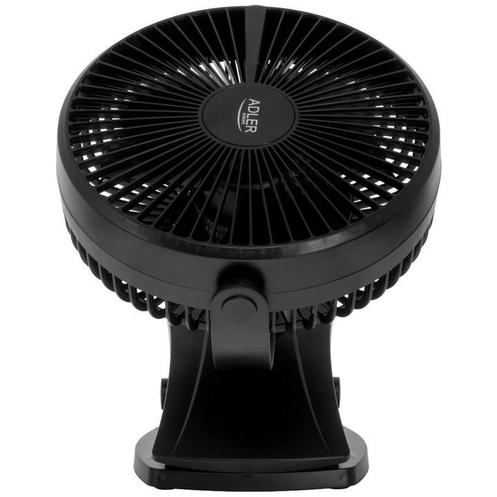 Asztali ventilátor klipszes rögzítéssel, akkumulátoros, 15,5 cm, 360°-ban forgatható, USB-C, Adler