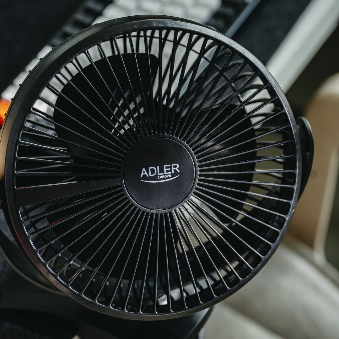 Asztali ventilátor klipszes rögzítéssel, akkumulátoros, 15,5 cm, 360°-ban forgatható, USB-C, Adler