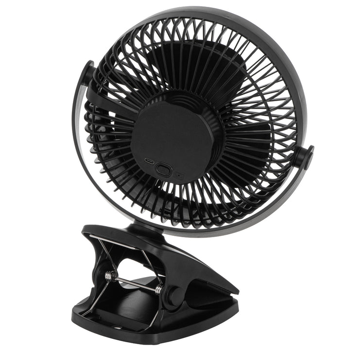 Asztali ventilátor klipszes rögzítéssel, akkumulátoros, 15,5 cm, 360°-ban forgatható, USB-C, Adler