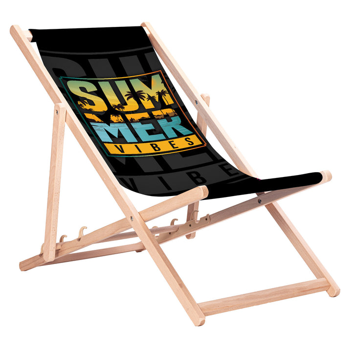 GreenBlue GB183 klasszikus bükkfa nyugágy, „Summer Vibes” nyomtatott mintával