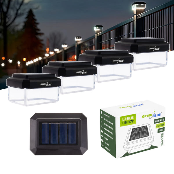 GreenBlue LED-es napelemes oszloplámpa, 60x40 mm, boríték alakú tető, 3200 K, GB125 WW, 4 darab